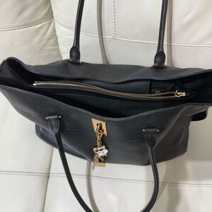 Karl Lagerfeld Black Tote with Gold Hardware and Charm